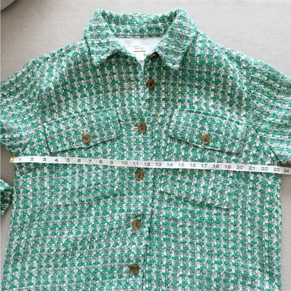 Anthropologie Maeve Tweed Green Jacket Shacket - Picture 5 of 9